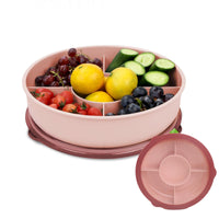 1 x RAW Customer Returns Bugucat snack plate with 5 compartments, snack bowl with transparent lid, plastic snack box fruit plate made of plastic, reusable and durable for nuts and desserts blue, pink, green  - RRP €19.15