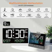 1 x RAW Customer Returns Uzoli Weather Station with Sensor Thermometer Hygrometer Indoor Outdoor Radio Controlled Clock Weather Forecast Air Pressure Moon Phase - EM3403 - RRP €47.65