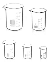 1 x RAW Customer Returns QWORK 5 Pieces Borosilicate Glass Graduated Beaker 3.3, 5ml 10ml 25ml 50ml 100ml Graduated Beaker for Kitchen and Laboratory - RRP €10.57