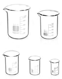 1 x RAW Customer Returns QWORK 5 Pieces Borosilicate Glass Graduated Beaker 3.3, 5ml 10ml 25ml 50ml 100ml Graduated Beaker for Kitchen and Laboratory - RRP €10.57