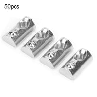 1 x RAW Customer Returns 50pcs Rolling Spring M5 M6 M8 T Nut, Carbon Steel T-Slot Spring Nut Nickel Plating Furniture T Nuts, Elastic Rolling Ball Nuts for Aluminum Profiles M8  - RRP €15.79