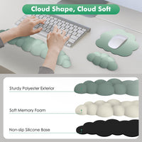 1 x RAW Customer Returns MoKo Cloud Wrist Rest, Ergonomic Soft Cloud Wrist Rest Keyboard Mouse Wrist Rest Set, Upgraded Non-Slip PU Leather Mouse Pad for Office Gaming Computer Laptop, Green - RRP €24.89