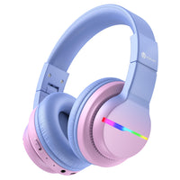 1 x RAW Customer Returns iClever Bluetooth Kids Headphones, Colorful LED Lights, Kids Over-Ear Headphones with 74 85 94dB Volume Limit, 55 Hours Playtime, Bluetooth 5.2, Built-in Microphone BTH12 - RRP €36.04