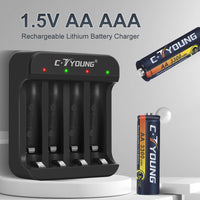 1 x RAW Customer Returns Lithium AA Battery for Blink Camera 1.5V Rechargeable Double A Batteries with Charger 4 Pieces 3300mWh with 1.5H Smart Quick Charge for Home and Office - RRP €28.22