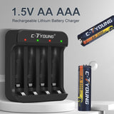 1 x RAW Customer Returns Lithium AA Battery for Blink Camera 1.5V Rechargeable Double A Batteries with Charger 4 Pieces 3300mWh with 1.5H Smart Quick Charge for Home and Office - RRP €28.22