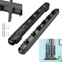 1 x RAW Customer Returns BUENTYA Billiard Wall Mount Wall Cue Holder Wooden Billiard Cue Holder Wall Mounted Pool Cue Wall Mounted Rack 40cm 4.8cm 3.3cm with 6 Clamps for 6 Cues Billiard Accessories Black  - RRP €15.99