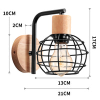 1 x RAW Customer Returns LIGKIN 2 Pack Indoor Wooden Wall Lights, E27 Wall Lamp Vintage Industrial Black, Retro Lamp Made of Cage Metal, Modern Wall Lamps for Living Room Dining Room Bedroom Hallway Kitchen - RRP €28.99