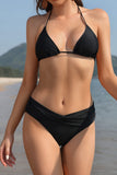 1 x RAW Customer Returns SHEKINI Women s Bikini Set Backless Adjustable Classic Triangle Bikini Top Sexy Two Piece Swimsuit Ruched Bikini Bottoms Beach Bikini S, Black E  - RRP €33.99