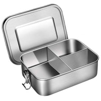 1 x RAW Customer Returns Ga HOMEFAVOR 1200ml lunch box made of 18 8 stainless steel bento box with 3 compartments, 19 14 6 cm - RRP €23.99