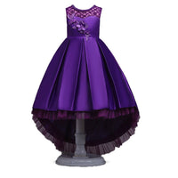 1 x RAW Customer Returns Wulide Children s Girls Evening Dress Princess Dress Party Dress with Flowers, Purple, Size 104 110 Manufacture Size 110  - RRP €31.7