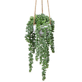 1 x RAW Customer Returns Briful Artificial Plants Hanging Plant Senecio Hanging Succulents Artificial Wall Decoration Artificial Flowers Artificial Plants, Height 35.5 cm, in Hanging Basket - RRP €23.18