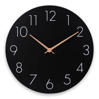 1 x RAW Customer Returns Plumeet 30 cm Wooden Wall Clock Frameless Wall Clock with Silent Quartz Movement - Modern Minimalist Style Clock Decoration Living Room Bedroom Kitchen - Battery Operated Black  - RRP €21.17