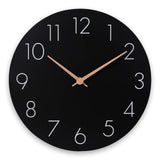 1 x RAW Customer Returns Plumeet 30cm Wooden Wall Clock Frameless Wall Clock with Silent Quartz Movement - Modern Minimalist Style Clock Decoration Living Room Bedroom Kitchen - Battery Operated Black  - RRP €21.62