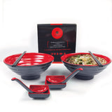 1 x RAW Customer Returns BALIBETOV Japanese Ramen Bowls Set - Includes 4 Melamine Ramen Bowls, Chopsticks, Spoons and Small Japanese Sauce Plates - Ideal for Asian Soups or Pho- 2 sets, 8pcs Red, 2  - RRP €29.39