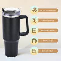 1 x RAW Customer Returns Livole 40oz 1200ml drinking cup with lid and straw, stainless steel thermal mug with handle, double-walled coffee mug to go, vacuum insulated tumbler mug for camping, sports, car, office, black - RRP €25.2