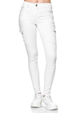 1 x RAW Customer Returns Elara Damen Cargo Jeans Slim Fit Seiten Taschen Chunkyrayan YA572 White-44 2XL  - RRP €27.18