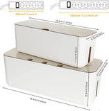 1 x RAW Customer Returns SENENQU set of 2 cable boxes white, large cable organizer box with wooden lid for cables, large and small cable management box adapters, power strips, cable hiding box with 20 double-sided stickers - RRP €31.25