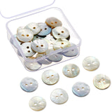 2 x RAW Customer Returns Cindeer 25 Pieces Natural Shell Buttons with Transparent Mini Storage Box Flat Natural Shell Buttons Natural Mother of Pearl Sewing Crafts for Clothes Skirts Coats DIY 15 mm  - RRP €17.12