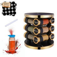 1 x RAW Customer Returns magic friends round spice rack with 12 round spice jars - 360 rotating spice carousel made of stainless steel, spice organizer and spice holder with - RRP €25.2