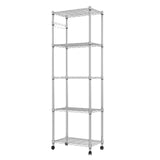 1 x RAW Customer Returns Himimi Kitchen Shelf Kitchen Trolley Metal Shelf Rolling Shelf Chrome Steel 5 Shelves with Wheels L59 x W35 x H183cm, Silver - RRP €79.99