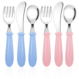 5 x Brand New 6-piece children s cutlery, children s cutlery set including 2 knives, 2 forks, 4 spoons, children s cutlery made of stainless steel with round handle for boys and girls blue, pink  - RRP €43.45