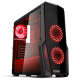 1 x RAW Customer Returns Empire Gaming Case for PC Gaming Warfare, Black, Red LED, USB 3.0 3 120 mm LED Fans - RRP €59.99