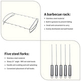 1 x Brand New KENSHIRE 1 Pack Stainless Steel BBQ Skewers, BBQ Kabob Skewer Stand with Handles for Grilling Barbecue for Smoker BBQ Grill BBQ Charcoal Grill, 5 Pcs SS Skewers, 1 Pcs Skewer Kabob Rack - RRP €20.4