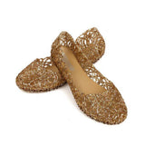 1 x RAW Customer Returns MOTIVE LIFE Soft Glitter Slip-on Sandals for Women with Net Vamp, Gold 38 EU - RRP €18.05