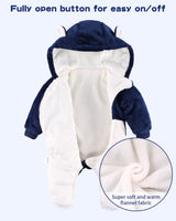 2 x Brand New WYTbaby Baby Winter Fleece Jumpsuit Baby Hooded Pilot Jumpsuit, Long Sleeve Bear Snowsuit Boy Girl 0-3 Months - RRP €55.36