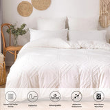 1 x RAW Customer Returns Freyamy bed linen 155x220 cm white tufted embroidery Bohemian bedding set geometric boho chic modern microfiber duvet cover with zipper and 1 pillowcase 80x80cm  - RRP €44.33