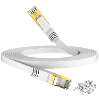 1 x RAW Customer Returns HiiPeak LAN cable 5 meters cat 8 network cable 1m 2m 3m 5m 10 meters 15 meters 20 meters 30 meters LAN cable cat 8 ethernet cable internet cable flat with 40 Gigabit s and 2000 MHz, white - RRP €11.72