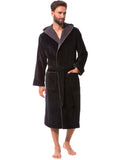 1 x RAW Customer Returns Morgenstern bathrobe for men made of cotton with hood in black house bathrobe ankle-length shower bathrobe velor size M - RRP €60.46