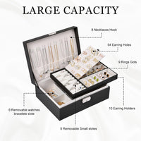 1 x RAW Customer Returns Aucuu Jewelry Box Women, Jewelry Box Large, 2 Levels Jewelry Box, Lockable Jewelry Storage with Key, Jewelry Organizer, Jewelry Box Jewelry Box for Rings Necklace Earrings - RRP €15.94