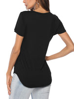 1 x RAW Customer Returns Florboom T-Shirt Women Short Sleeve V Neck Top Summer Shirts Casual Longshirt Black S - RRP €22.98