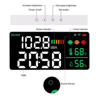 1 x RAW Customer Returns Uadme Sound Level Meter, Digital Db Meter, Wall Mounted Decibel Meter with 11 Inch LED Screen, Test Decibel Value, Temperature and Humidity, Adjustable Brightness - RRP €77.29