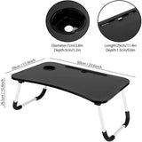 4 x RAW Customer Returns Astory Laptop Overbed Table for Portable Reading Breakfast Tray with Folding Legs and Cup Slot - Eating, Reading, Watching on Bed Sofa, Black One Size - RRP €129.04