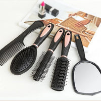 1 x RAW Customer Returns Piece Mirror Hair Comb Set with 5 Hair Brushes for Women Styling Comb Hair Styling Tools Professional Hairdressing Salon Hair Comb and Mirror Kits Haircut Comb Set Brush for Curly Hair Major - RRP €17.03