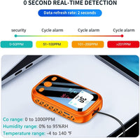 1 x RAW Customer Returns HAKINAKU Portable CO Detector Carbon Monoxide Detector Warning Alarm CO Meter, 3-in-1 Combined Meter for CO Temperature Humidity, for Travel Camping RV D6 Orange  - RRP €36.38