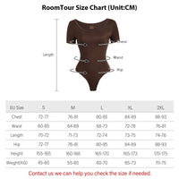 1 x RAW Customer Returns RoomTour Body Women Elegant Short Bodys for women Bodysuit Tops for women String Body Round Collar Brown M - RRP €26.54