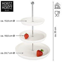 1 x RAW Customer Returns Moritz Moritz Fruit Cake Stand 3 Tiers - Includes Tongs - Made of high-quality porcelain - Modern kitchen or party decoration - Perfect as a fruit bowl for storage, muffins and cupcakes - RRP €27.01