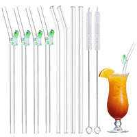 3 x Brand New Glass Straws Reusable Pack of 10 Glass Straws, 2 Long Straight Glass Straws, 6 Curved Glass Drinking Straws with 2 Cleaning Brushes, 8 mm Diameter for Smoothies Coffee 4 Turtle  - RRP €61.2