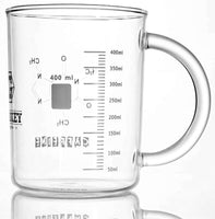 1 x RAW Customer Returns GLASKEY caffeine cup measuring glass cup with handle 400ml large borosilicate measuring cup coffee latte macchiato cappuccino tea microwave safe dishwasher safe - RRP €14.95