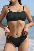 1 x Brand New SHEKINI Women s Bikini Set Bandeau Adjustable Bikini Top Elegant Two-Piece Swimsuit with High Waist Tummy Control Triangle Bikini Bottoms Swimwear XL, B-black  - RRP €30.95