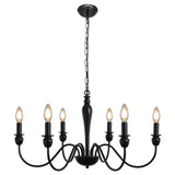 1 x RAW Customer Returns MRHYSWD Chandelier Black, 6 Lights Chandelier Vintage Pendant Light Black Hanging Lamp Ceiling Light Living Room Kitchen Bedroom Hallway with E14 Socket, Height Adjustable, Without Bulb - RRP €75.62