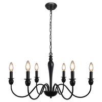 1 x RAW Customer Returns MRHYSWD Rustic Vintage Industrial Black Chandelier, 6 Lights Ceiling Chandelier Living Room Kitchen Bedroom Hallway Classic Dining Room Suspension Chandelier, Large Ceiling Light Chandelier - RRP €76.96