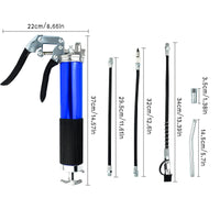 1 x RAW Customer Returns Kikuo Grease Gun for Grease Nipples, One Hand Grease Gun Pistol Grip, 600 cc Blue Grease Gun 14 oz with 13.6 inch Flexible Hose, 8000 PSI - RRP €28.63