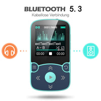 1 x RAW Customer Returns AGPTEK 64GB Running MP3 Player, Bluetooth 5.3 Clip MP3 Player, Mini Portable Sports MP3 Player, Built-in Pedometer, FM Radio, Recording, E-book Reading, TF Slot Up to 128GB Blue  - RRP €41.99