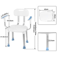 1 x RAW Customer Returns ACXIN shower chair with armrests and backrest, shower stool for seniors 150kg, shower stool height adjustable bathroom stool with non-slip cushion, tool-free assembly - RRP €46.38