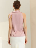 1 x RAW Customer Returns Allegra K Women s Elegant Bow Tie Neck Sleeveless Satin Blouse Pink M - RRP €32.39