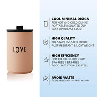 1 x RAW Customer Returns Design Letters Thermo Mug LOVE Thermo mug coffee to go Coffee mug to go made of stainless steel, double-walled insulated, leak-proof Gifts for women, men Travel mug 350 ml - RRP €23.18